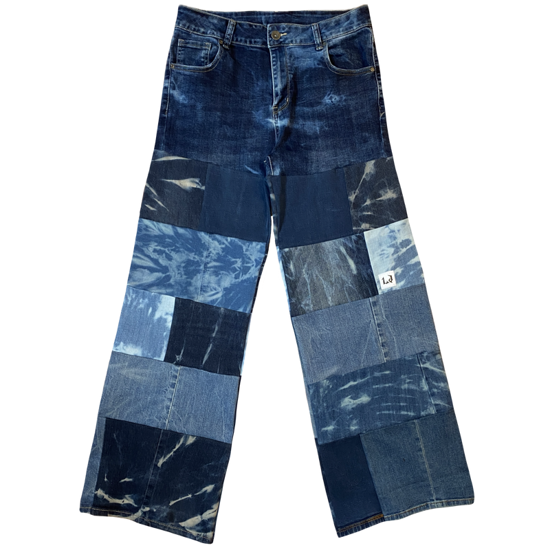 Pantalón Wide Leg Denim Gráfico